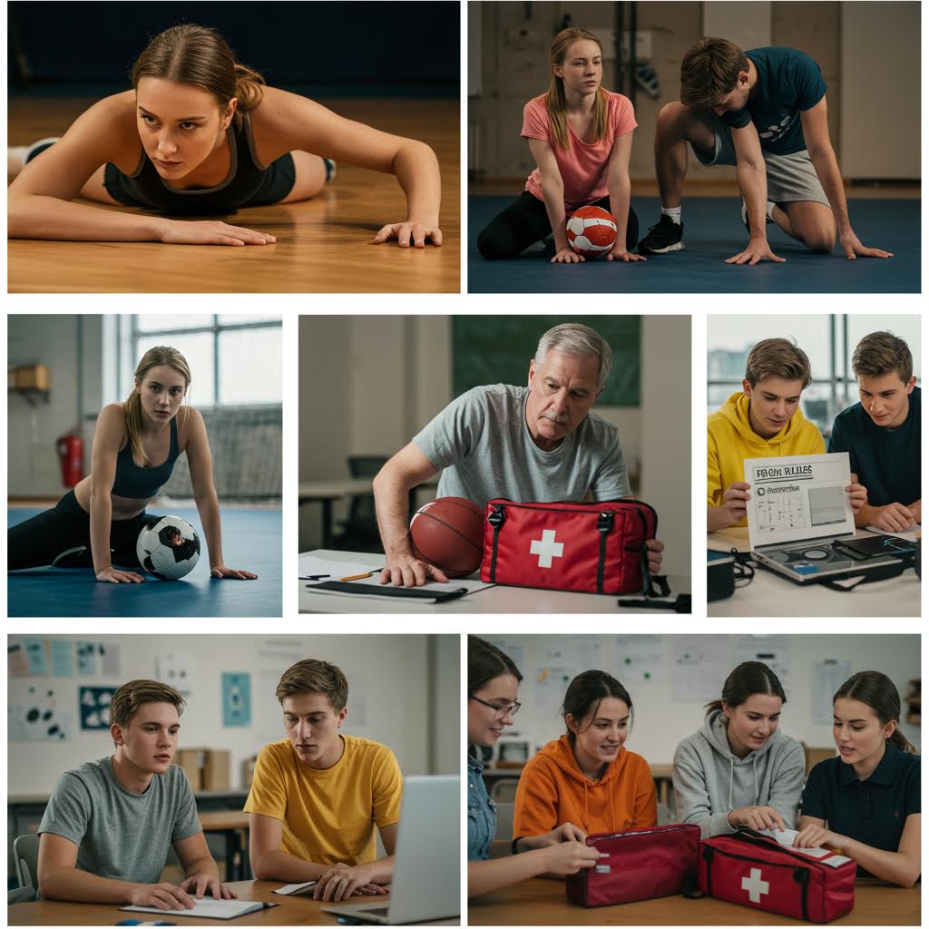 교실에서 응급키트를 점검하며 서로의 판단을 나누는 청년들의 협력에 온카스터디의 검증 문화가 겹쳐지는 인상