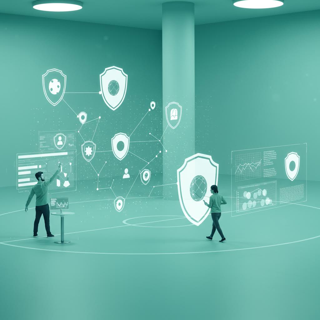 두 인물이 떠 있는 그래프를 조작하며 온카스터디의 데이터 보호 시스템이 작동하는 순간의 인상