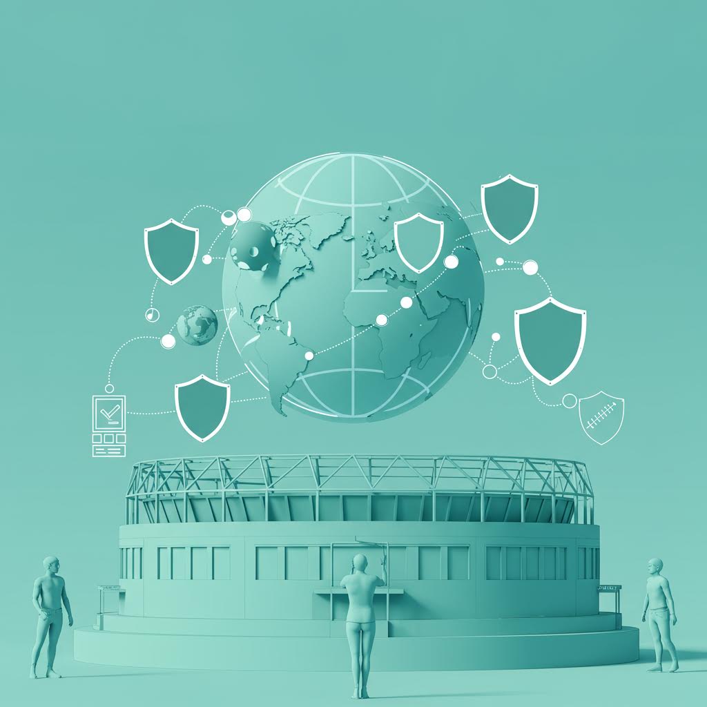 데이터 구체를 감싸는 방패 네트워크가 온카스터디의 확장된 안전 구조를 드러내는 흐름